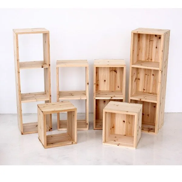 휴림 삼나무 원목 공간박스 1단, 오픈형3단