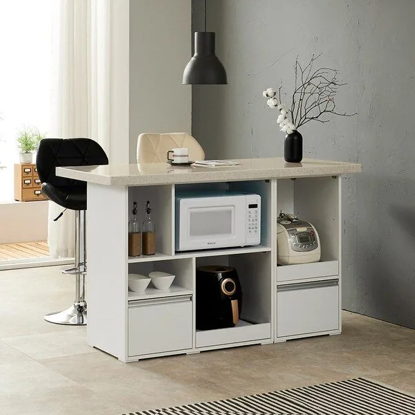 인조대리석 콤보 1400 멀티 홈바 아일랜드 식탁, 브라운