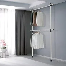 가화홈시스 실속 기본형 2단 옷걸이 행거 NLB2200, 기둥(아이보리) + 부품(검정)