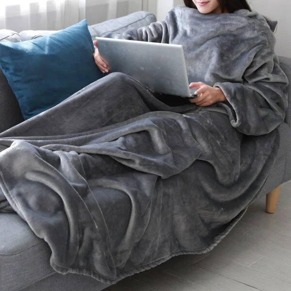  래시플 밍크 극세사 입는 담요 + 파우치 