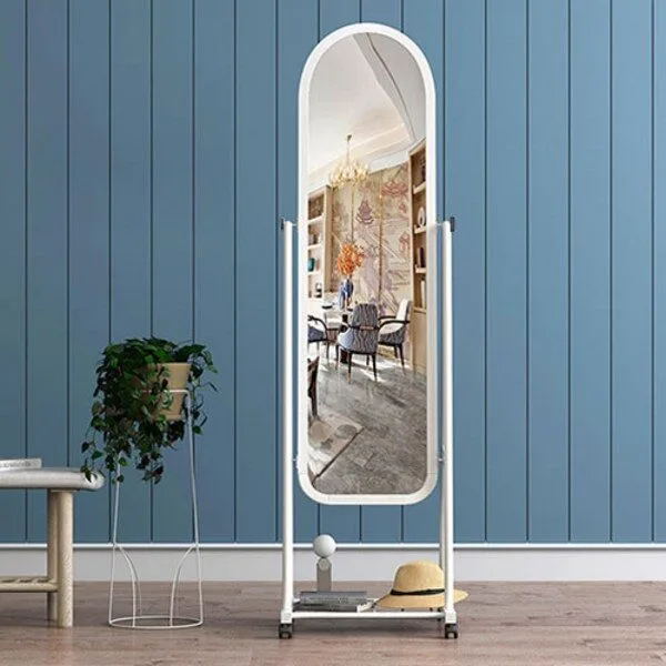  오아루 이동식 전신거울 1600x440mm, 화이트 