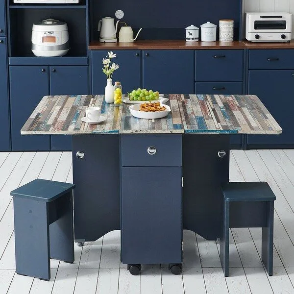  스칸디무드 쿠스토 이동식 확장형 접이식 식탁 테이블, 네이비 