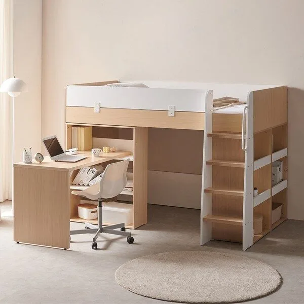  스토리쥬4 수납 벙커침대 책상형 IKST409, 메이플 