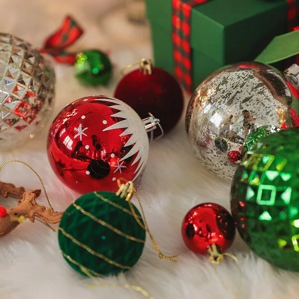  크리스마스트리 장식 소품 오너먼트 40pcs 세트, 클래식벨벳레드, 1세트 