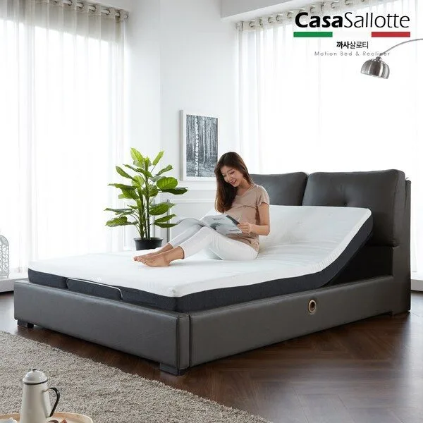  까사살로티 모션베드.v1 노블레스 퀸(Q) 매트포함 풀세트, 다크그레이 