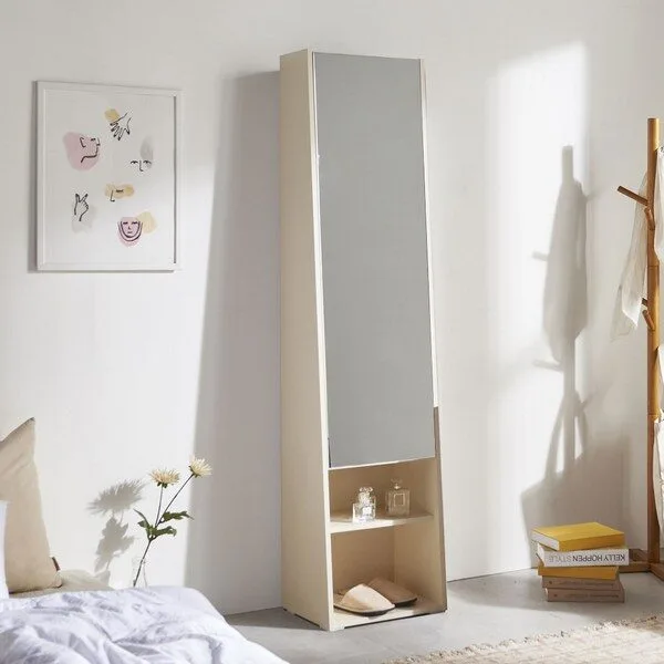  데코라인 마티나 전신거울수납장 전신거울화장대, 아이보리 