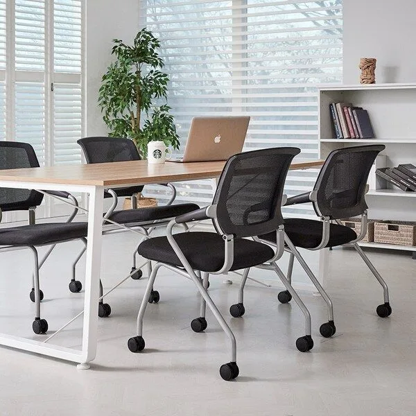  몬스터오피스 윈디 사무용의자 회의실 접이식 의자, 블랙 