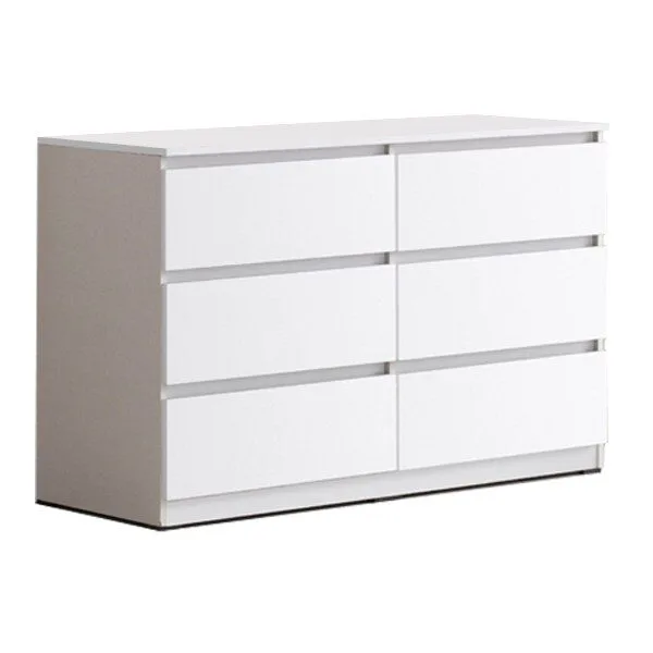  서울경기무료배송 베이직 1200 6칸 3단 와이드 서랍장 넉넉한 수납장 거실장 화장대장 다용도장, 화이트(무광) 