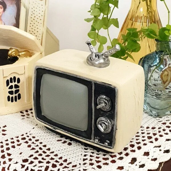  컨츄리아이템 레트로 텔레비전 데코 소품, 아이보리 + 블랙 