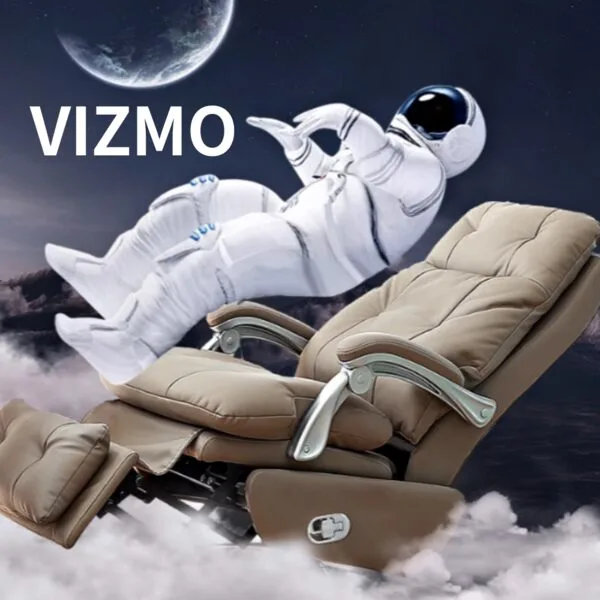 VIZMO 퍼스트클래스 전동 리클라이너 침대형 의자 허리 편한 중역 의자 고급 가죽 사무실, 다크그레이-명품소가죽