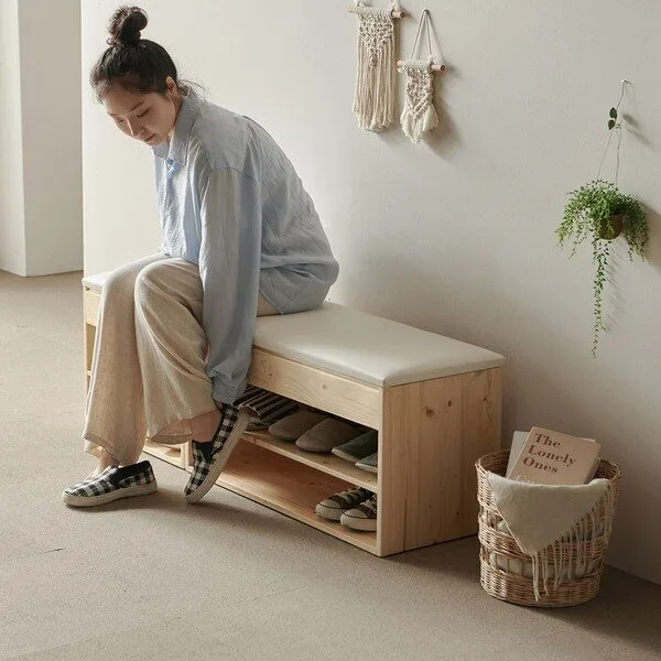  수오 모네 원목 현관 벤치 의자 수납 신발장 500800 (5002_OP), 500 그레이우드(5002_500) 