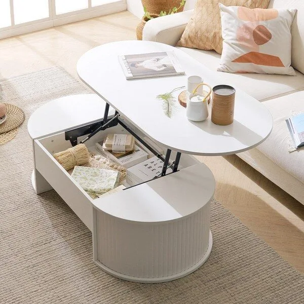  보루네오 마르체 메리 템바보드 리프트업 소파 테이블 1200 GNC002C, 화이트 