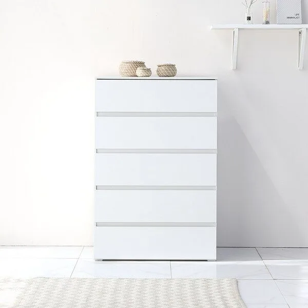 데코퍼니쳐 아론 서랍장 5단 서랍장 800 방문설치, 화이트, 5개