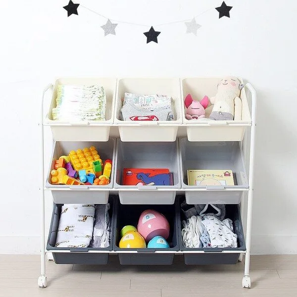  이동식 트롤리 수납장 장난감 기저귀 정리함, 모던트롤리9단(3x3) 
