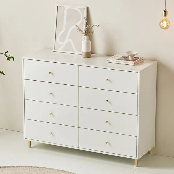  케어퍼니처 세나 1200 베이직 드레스룸 4단 와이드서랍장 화장대서랍장 안방 거실 수납, 화이트 