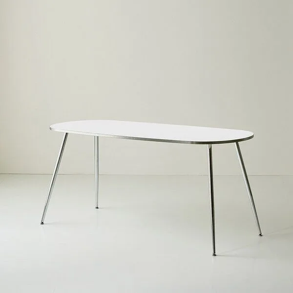 스칸디무드 클레르 미드센츄리 6인 타원형 식탁 테이블 1600, 크롬화이트