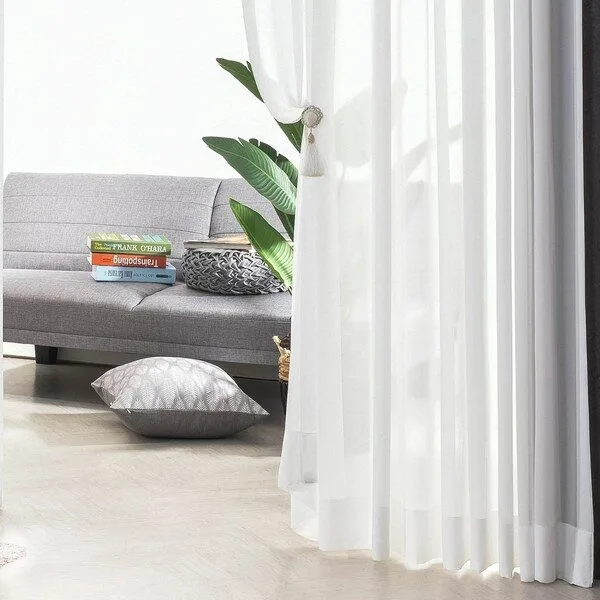 쥰하우스 쉬폰커튼 화이트 나비주름 속커튼 맞춤(세로길이 ~270cm까지 무료연장)