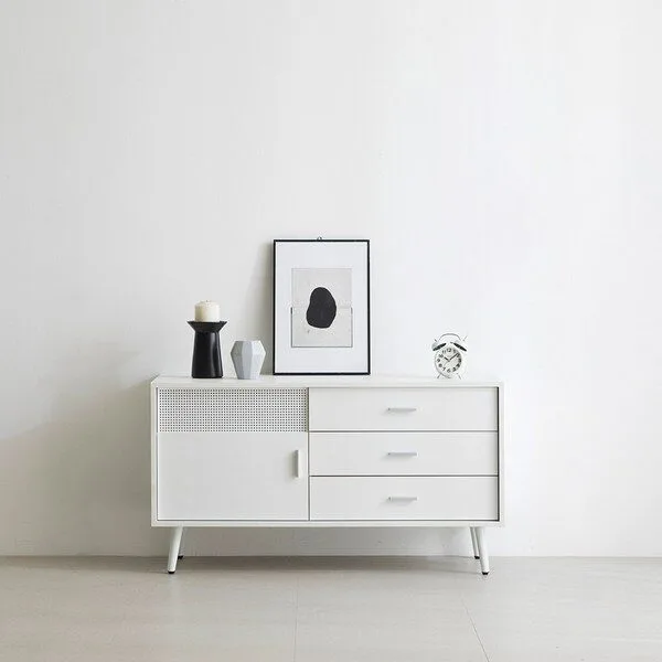 이반 캐비닛 TV 거실장 1000 방문설치, 화이트