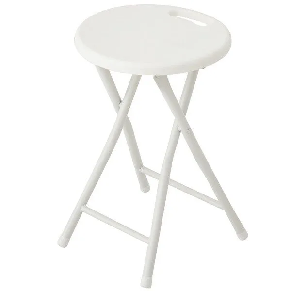 코멧 홈 원형 손잡이 접이식 스툴, 화이트