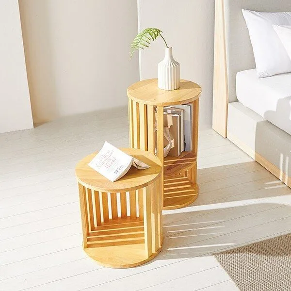 Neum side table 원형 원목 협탁 1단 2단, 월넛_nm259-1