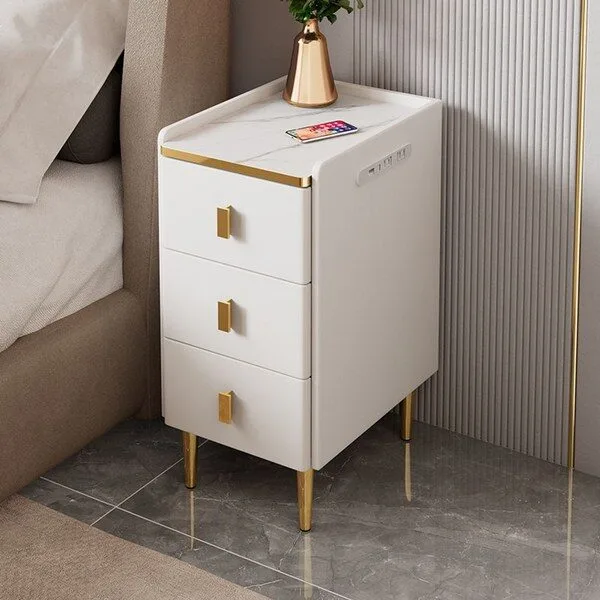 무선충전 침대협탁 사이드테이블 침실협탁 블루투스 스피커, 아이보리3단+무선충전+USB탭 (어댑터포함), 1개