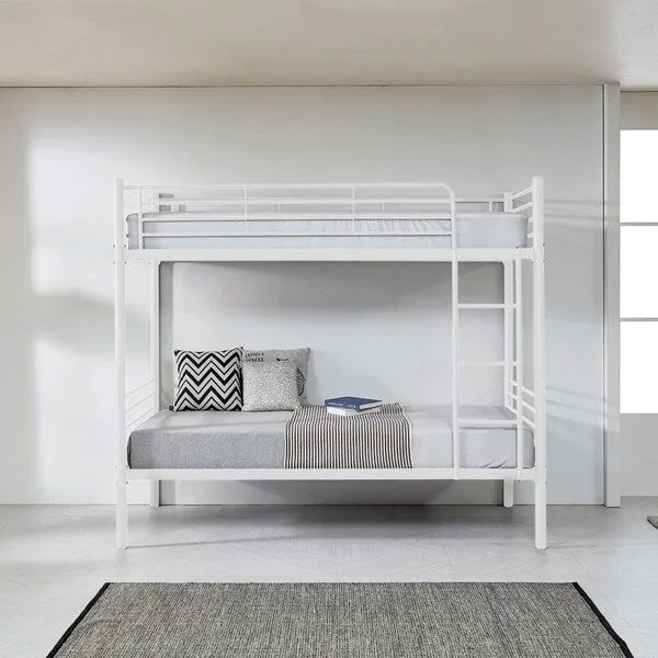 미코퍼니처 레이덴 분리형 철제 이층침대 프레임(매트미포함), 화이트