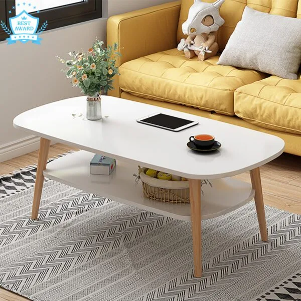 Unihome 선반형 고급 원목 거실테이블 쇼파 테이블, 고급 화이트