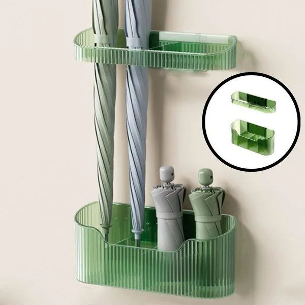 바이빈 무타공 우산꽂이 현관 인테리어 접착식 우산걸이, 1개, 그린