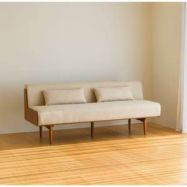 미네 리빙다이닝 3인 원목 패브릭 소파 1800, 월넛+오트밀 멜란지