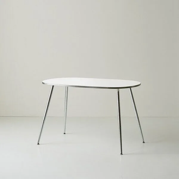 스칸디무드 클레르 미드센츄리 4인 타원형 식탁 테이블 1200, 크롬화이트